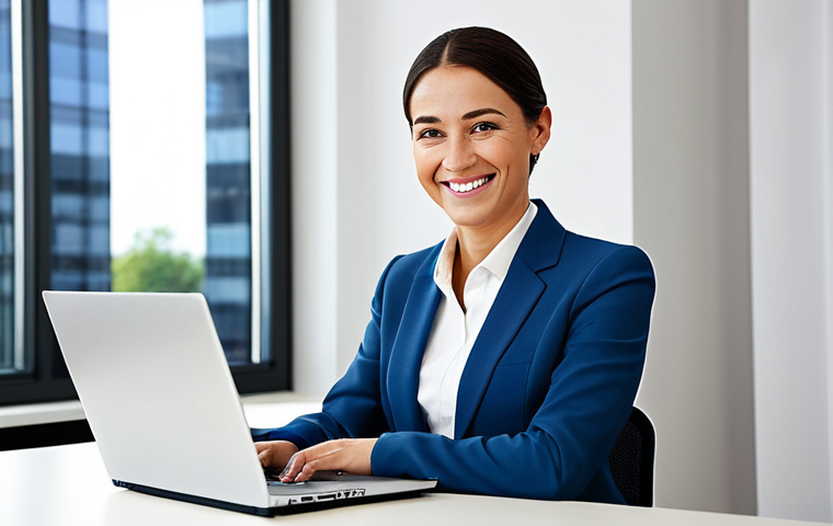 스페인에서 은행 계좌 개설하기 - Modern Bank Interior**

"Bright and airy modern bank interior, featuring a friendly customer service...