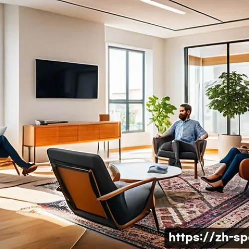 스페인의 노동 문화와 시에스타 - A vibrant Spanish office scene during the traditional siesta break, featuring diverse employees in b...