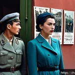 프랑코 독재와 민주화 과정 - A detailed historical scene depicting Franco&rsquo;s authoritarian regime in Spain during the 1940s-1970s,...